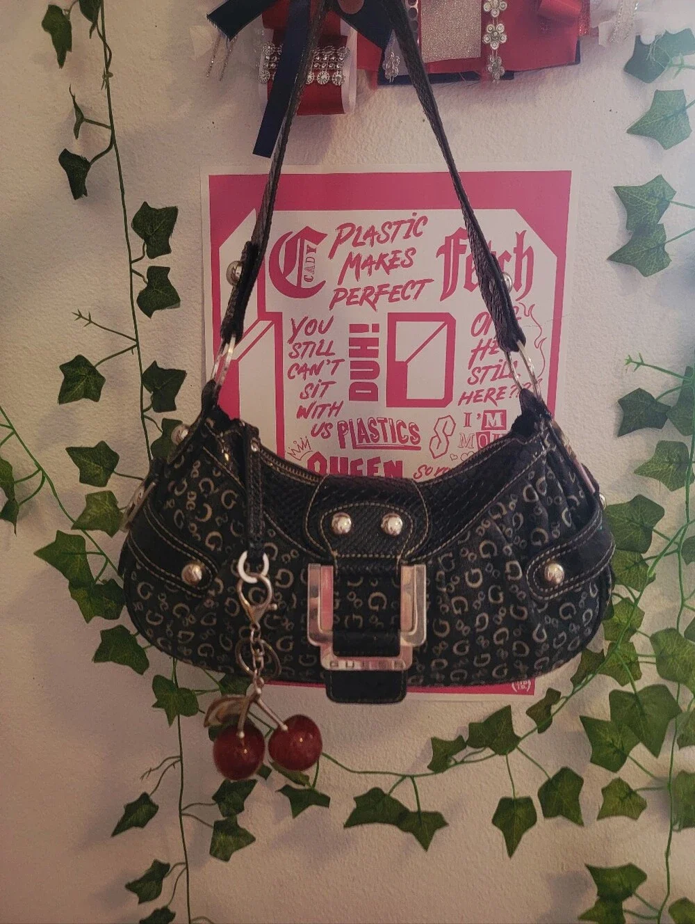 Y2k 2000s Era Vtg Monogram Baguette Purse Studded Guess  Clean Excellent